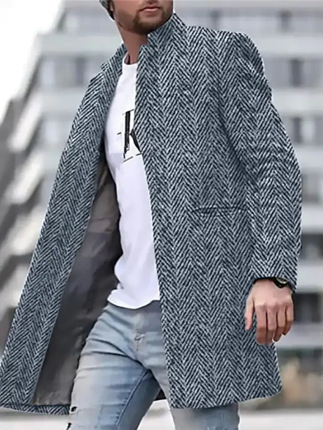 "Men's Printed Woolen Casual Coat"