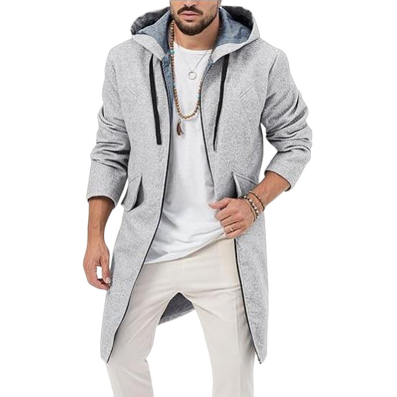 Men's Hooded Woolen Zipper Jacket