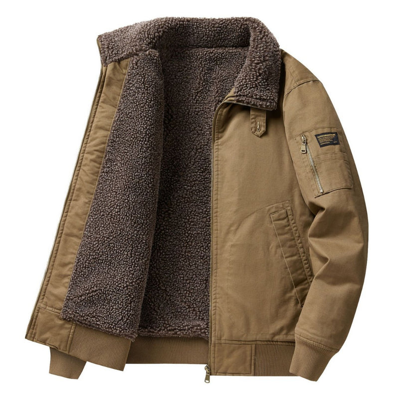 Men's Fleece-Lined Padded Jacket for Autumn and Winter