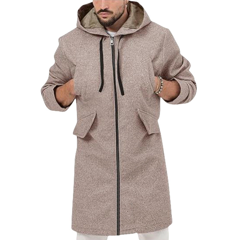 Men's Hooded Woolen Zipper Jacket