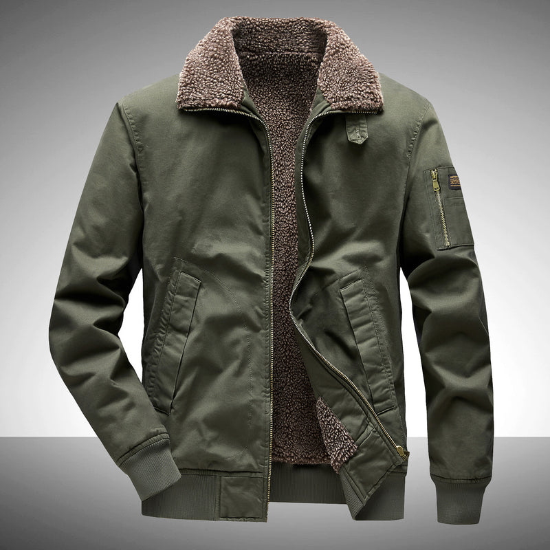 Men's Fleece-Lined Padded Jacket for Autumn and Winter