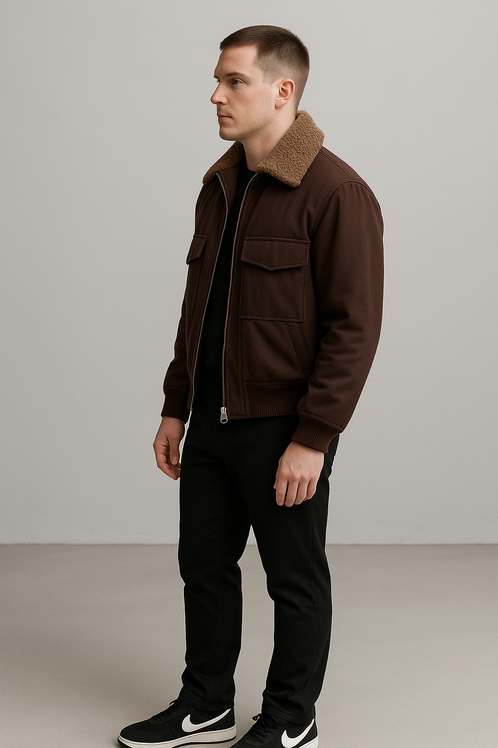Men's Stand-Up Collar Cotton-Padded Jacket"