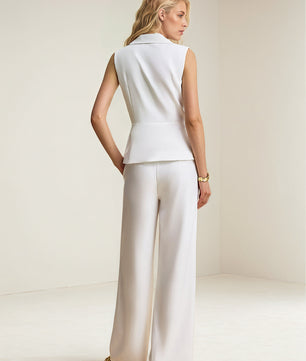 Button Up Vest and Pants Suit Set