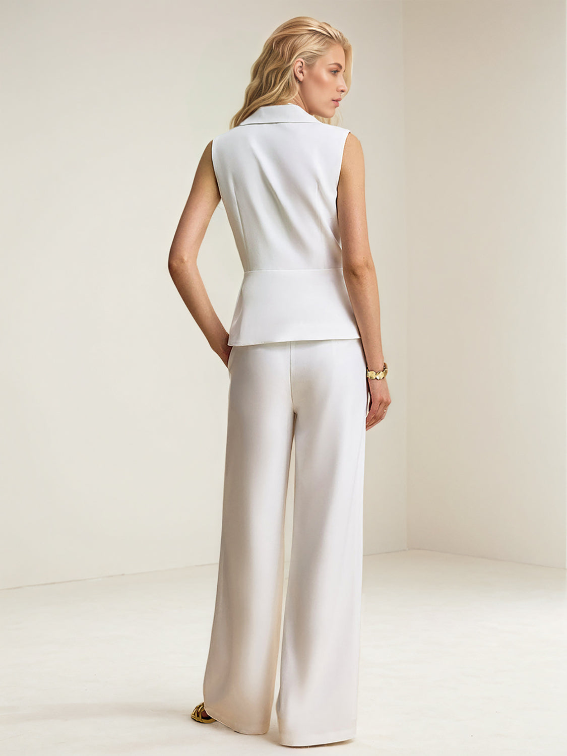 Button Up Vest and Pants Suit Set
