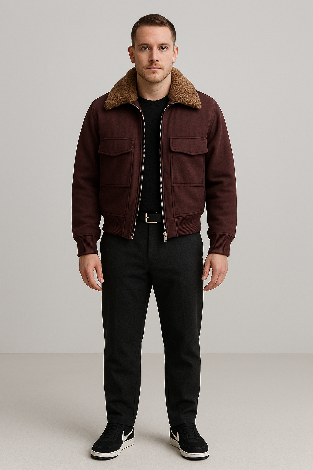 Men's Stand-Up Collar Cotton-Padded Jacket"