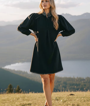 Umgee French Terry Balloon Sleeve Shift Dress