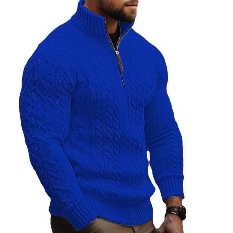 Men's Half-Zip Knit Sweater – Thick & Textured