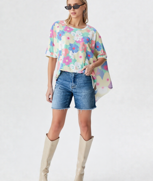 HOPELY Floral Waffle Oversized T-Shirt
