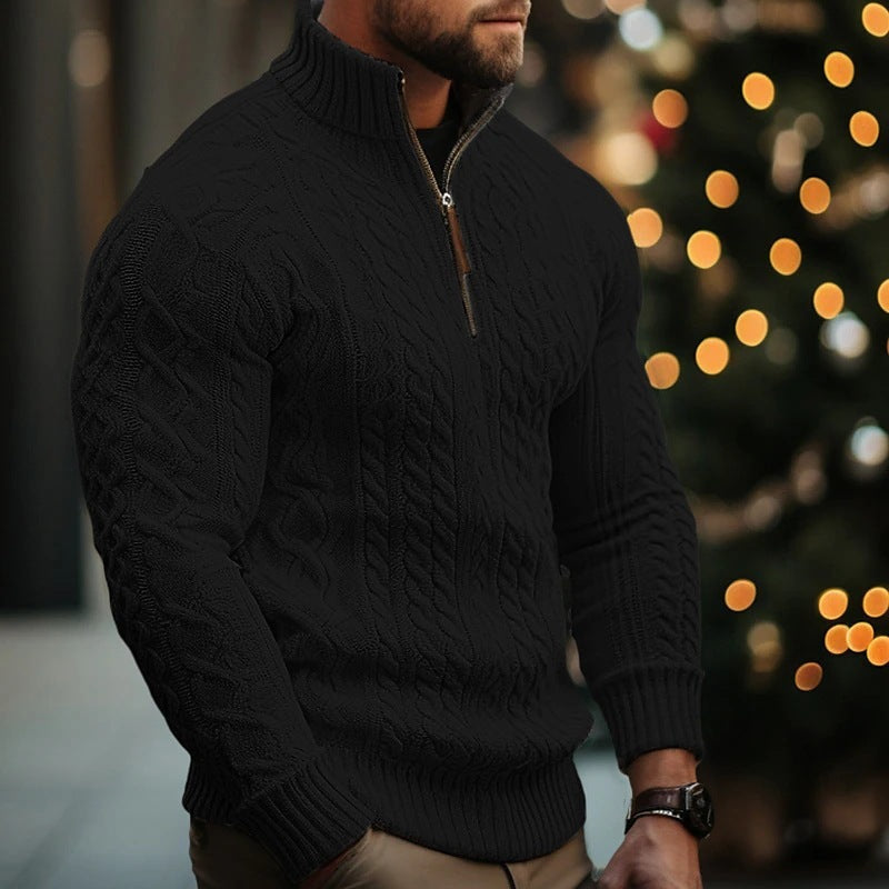 Men's Half-Zip Knit Sweater – Thick & Textured