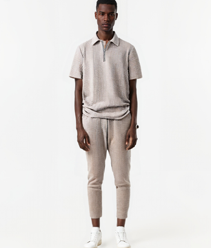 Men’s Full-Size Waffle Polo Shirt