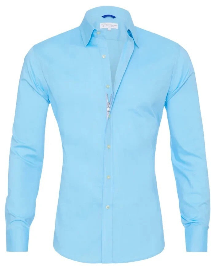 Men's Long Sleeve Zipper Lapel Shirt