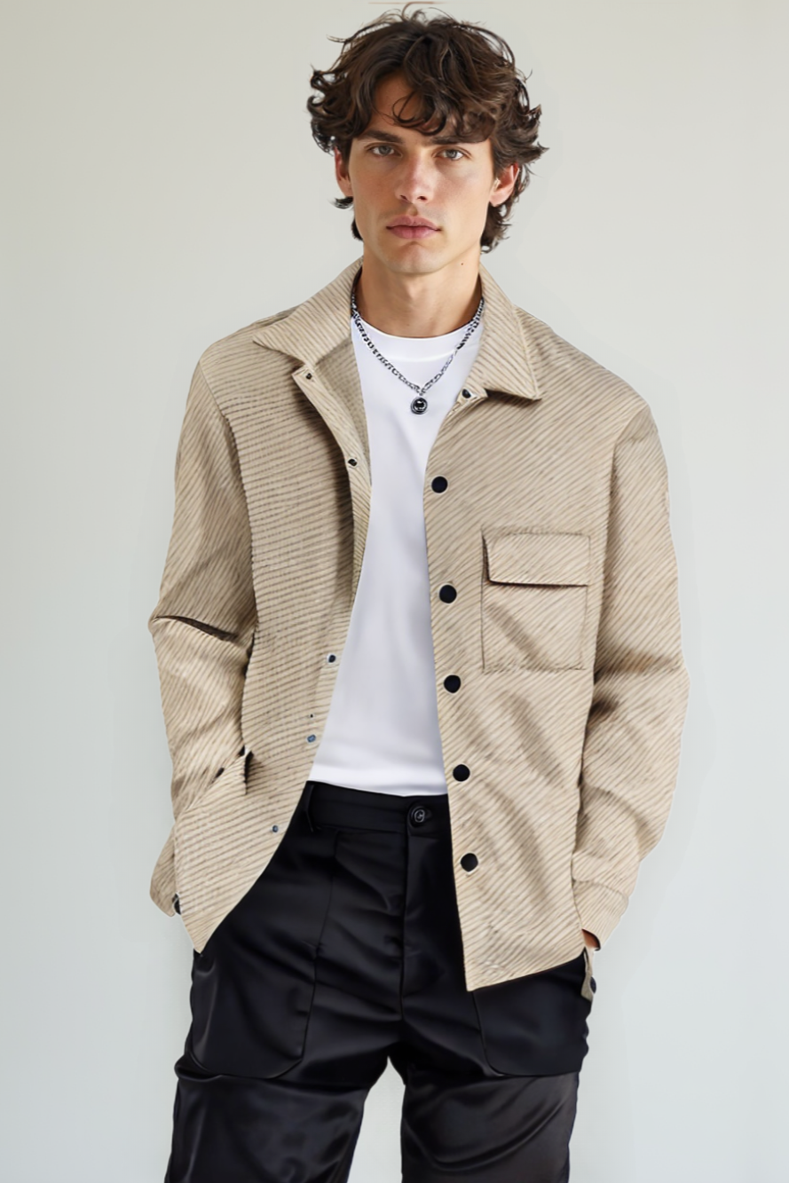 Men's Retro Jacquard Knitted Lapel Jacket"