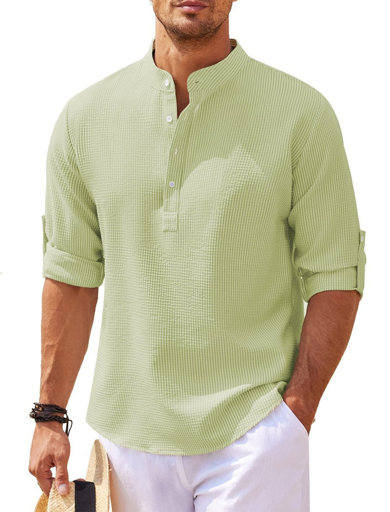 Men's Long Sleeve Stand Collar Casual Shirt