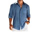 Men's Casual Long Sleeve Lace Collar Shirt