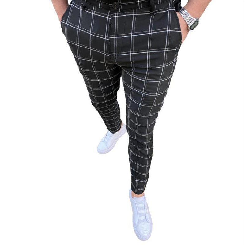 "Men's Plaid Casual Trousers"