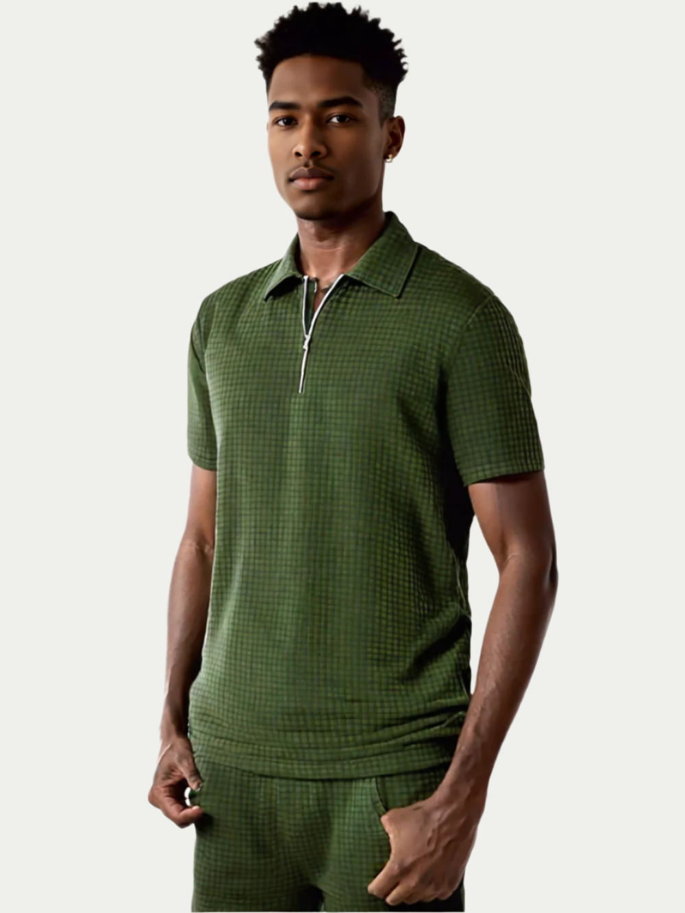 Men’s Full-Size Waffle Polo Shirt