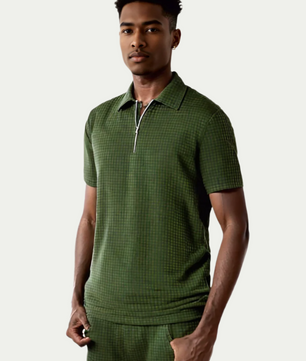 Men’s Full-Size Waffle Polo Shirt