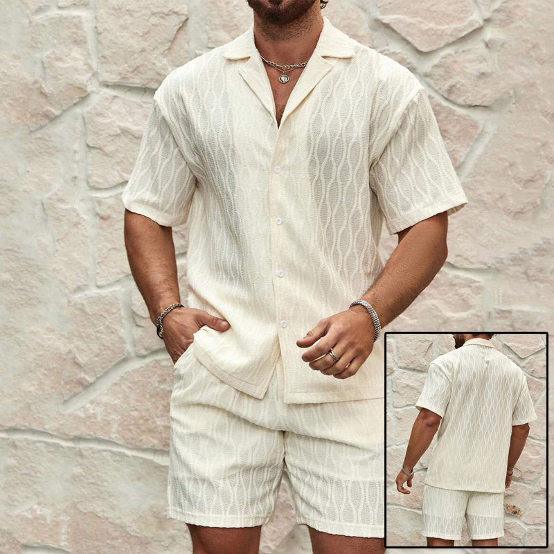 Men's Summer Tracksuit: Casual Lapel Shirt & Shorts Set"