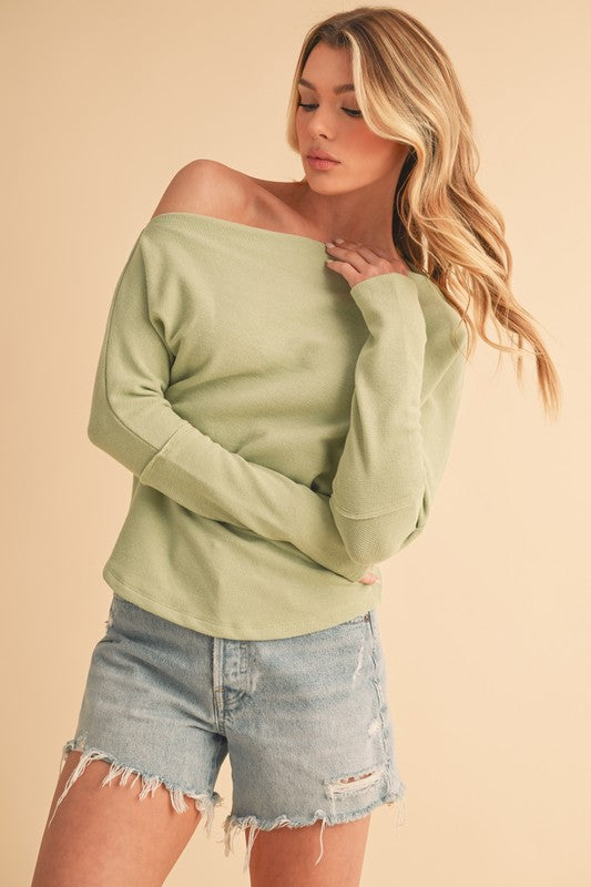 Aemi + Co One Shoulder Long Sleeve Knit Top