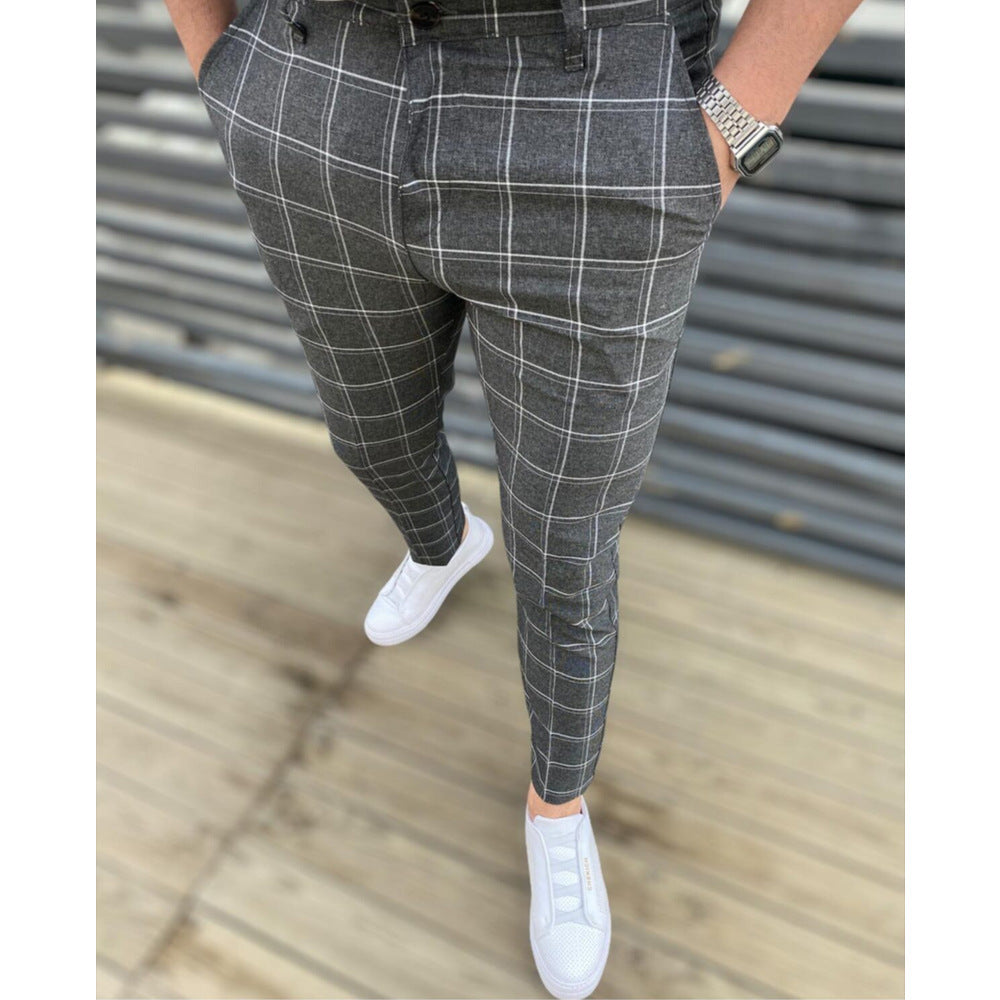 "Men's Plaid Casual Trousers"