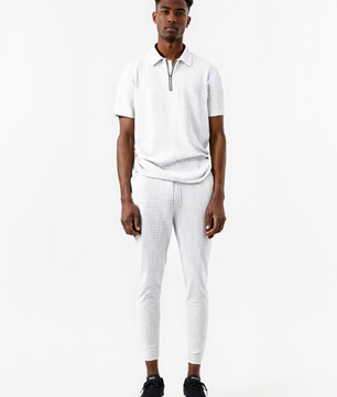 Men’s Full-Size Waffle Polo Shirt