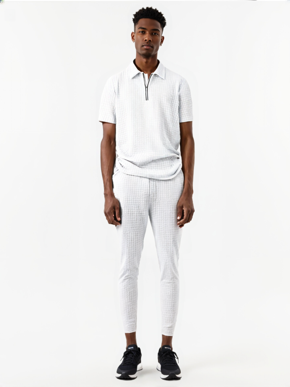 Men’s Full-Size Waffle Polo Shirt