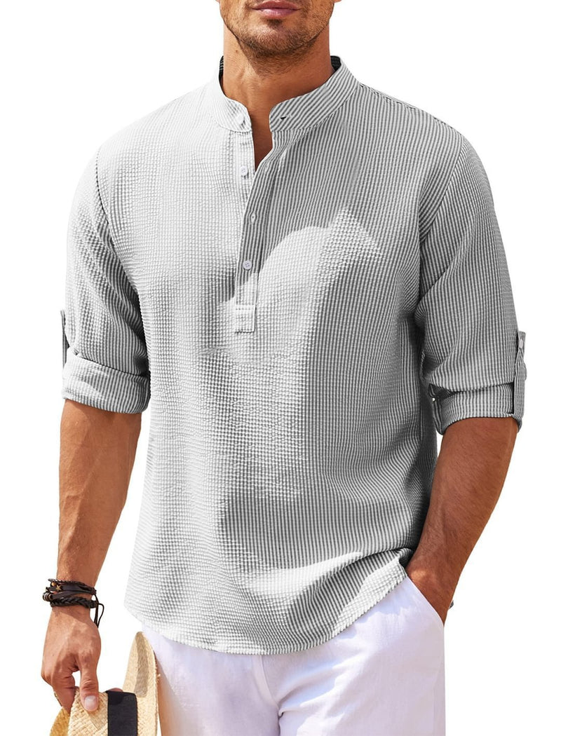 Men's Long Sleeve Stand Collar Casual Shirt