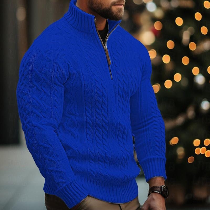 Men's Half-Zip Knit Sweater – Thick & Textured