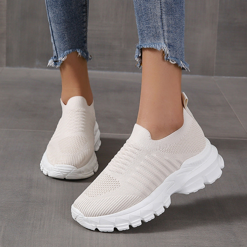 Breathable Mesh Round Toe Platform Athletic