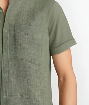 Men's Summer Cotton-Linen Lapel Shirt