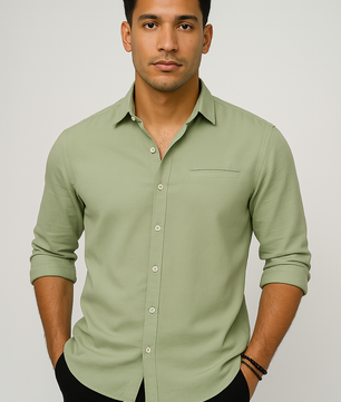 Men's Casual Long Sleeve Lace Collar Shirt