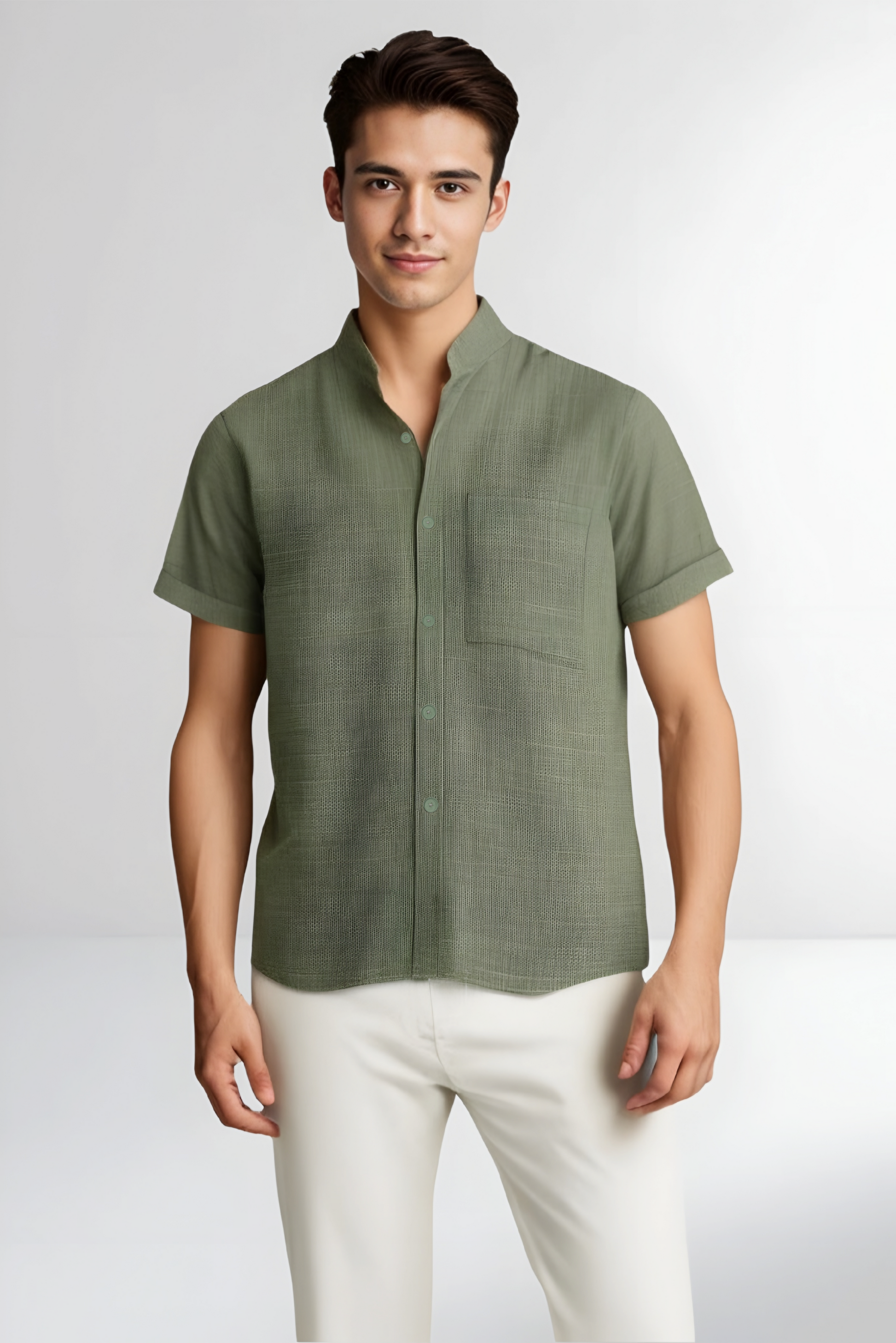 Men's Summer Cotton-Linen Lapel Shirt