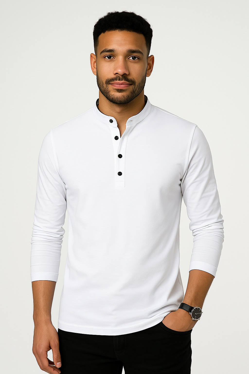 Men's Cotton Stand Collar T-Shirt