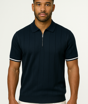 Men's Summer Zipper Polo Shirt