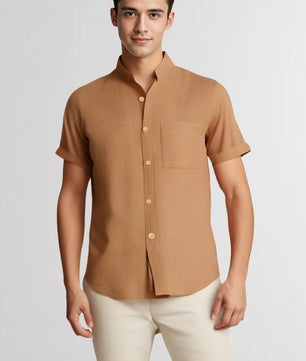 Men's Summer Cotton-Linen Lapel Shirt