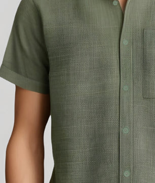 Men's Summer Cotton-Linen Lapel Shirt