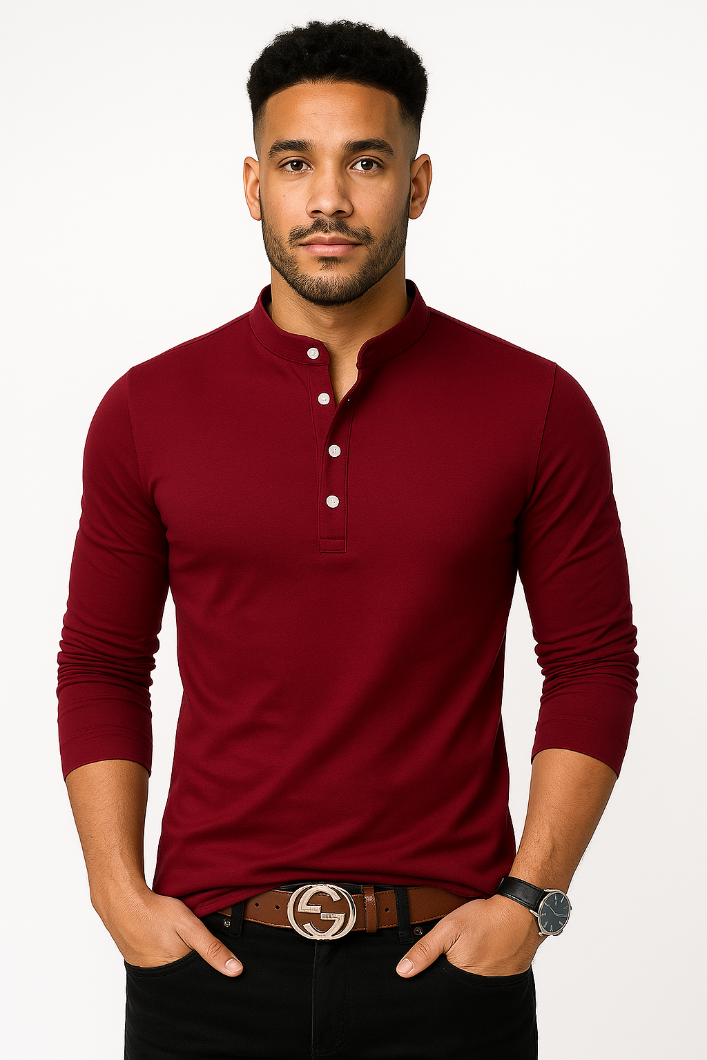 Men's Cotton Stand Collar T-Shirt