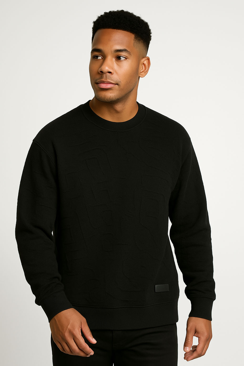 Plus Size Textured Crewneck Sweatshirt