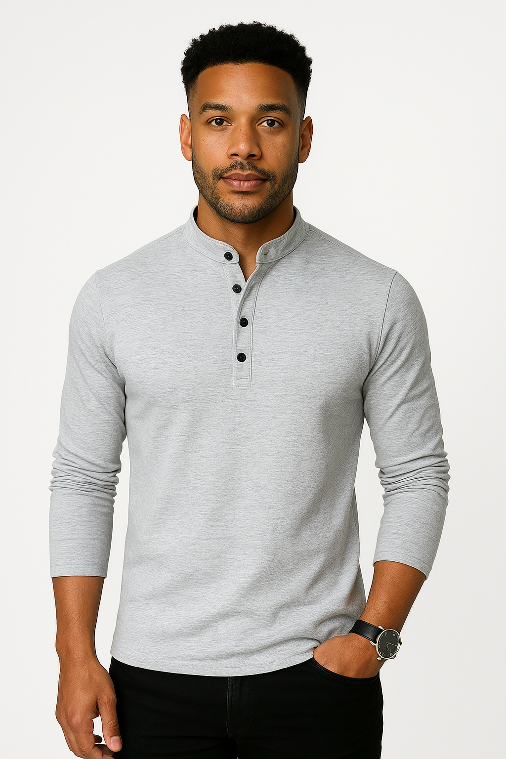 Men's Cotton Stand Collar T-Shirt