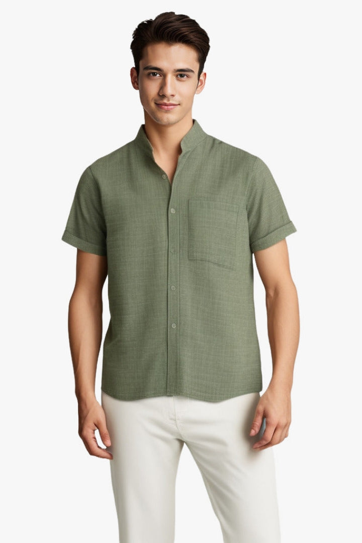 Men's Summer Cotton-Linen Lapel Shirt