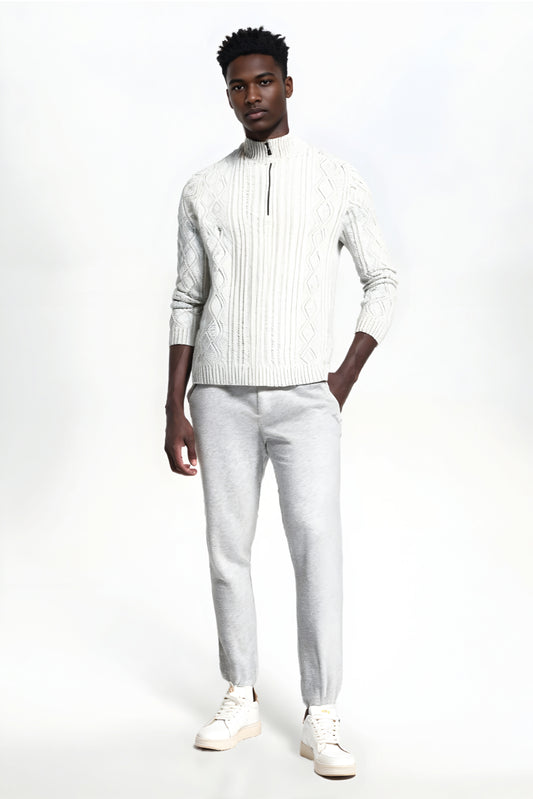 Men's Half-Zip Knit Sweater – Thick & Textured