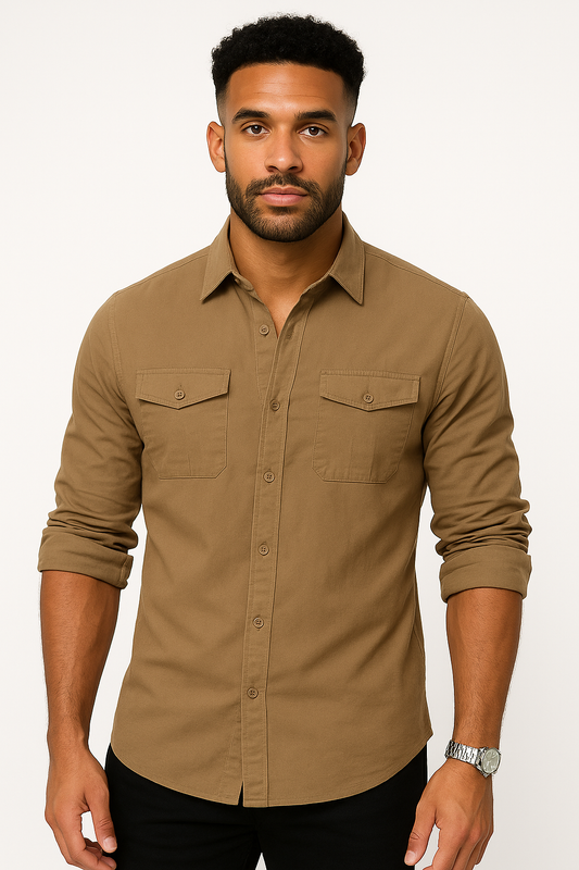 Men's Plus Size Button Down Collared Neck Long Sleeve Shirt