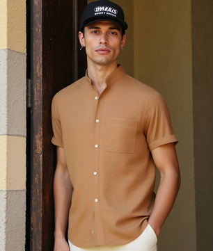 Men's Summer Cotton-Linen Lapel Shirt