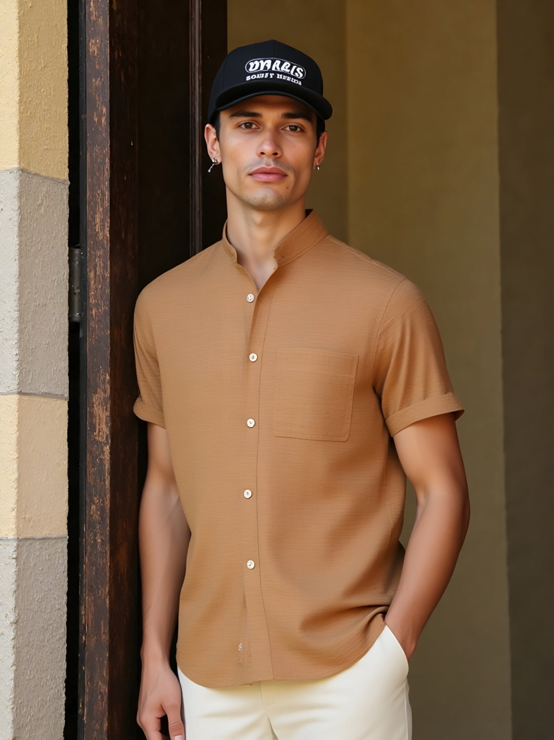 Men's Summer Cotton-Linen Lapel Shirt