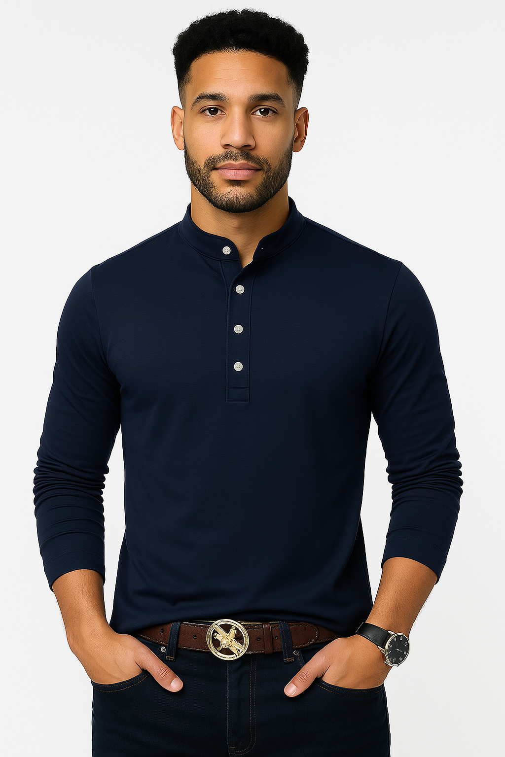Men's Cotton Stand Collar T-Shirt