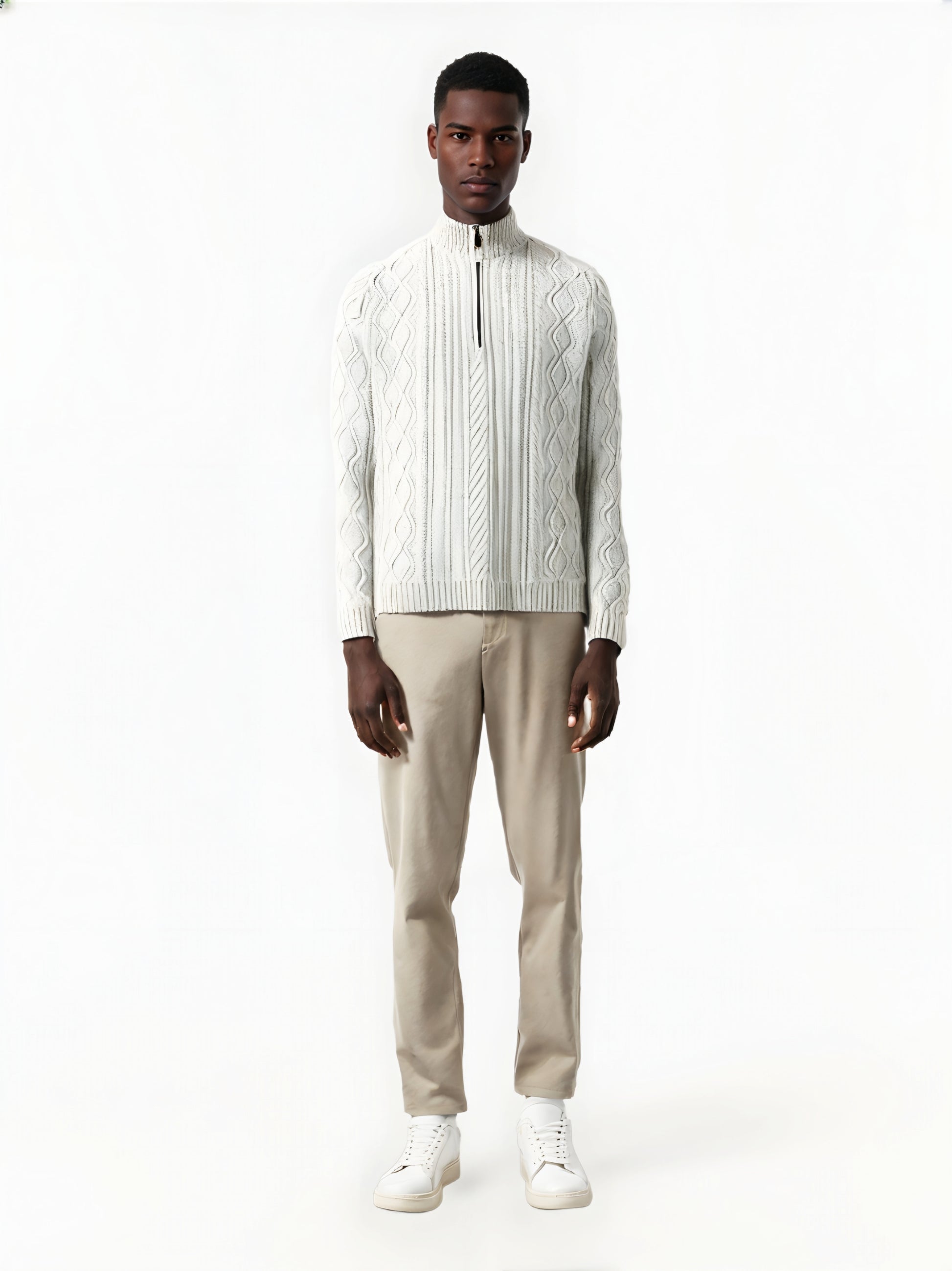 Men's Half-Zip Knit Sweater – Thick & Textured