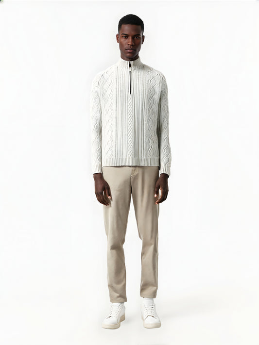 Men's Half-Zip Knit Sweater – Thick & Textured